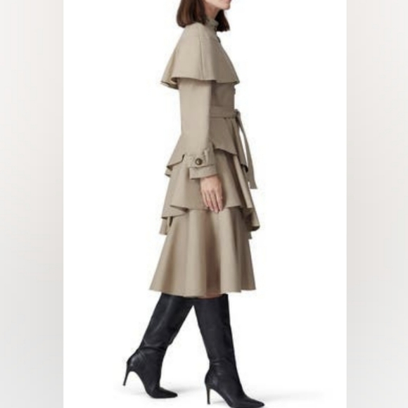 Osman Tiered Ruffle Trench Coat XS - Picture 2 of 15